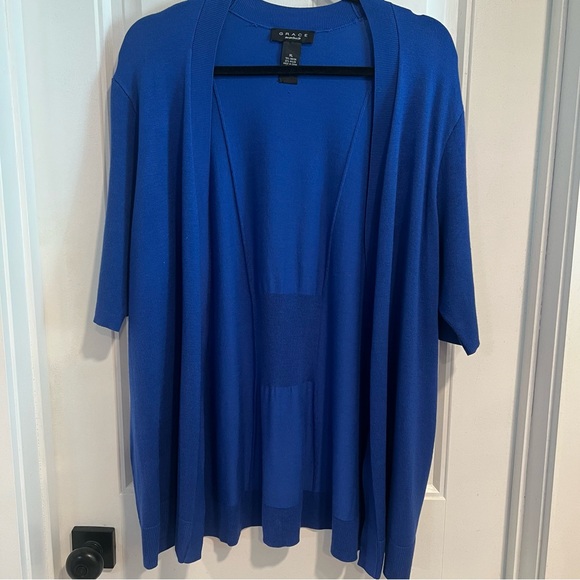 Grace The Perfect Fit Royal Blue Women's Open Front Short Sleeve Cardigan. XL. - Picture 1 of 10
